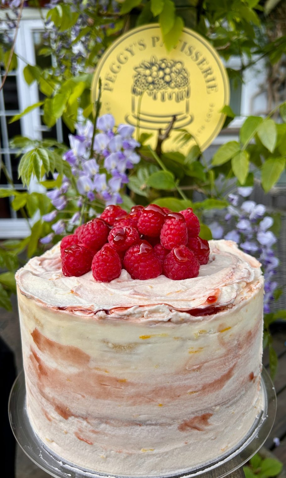 Lemon & Raspberry Layers Raspberry topped Lemon Layer Cake