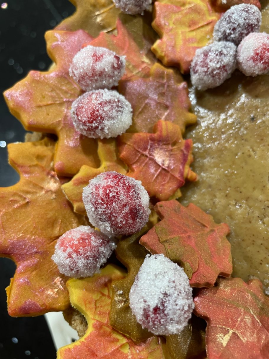 Autumn's frosted cranberries and sugar paste maple leaves Autumn's frosted cranberries and sugar paste maple leaves